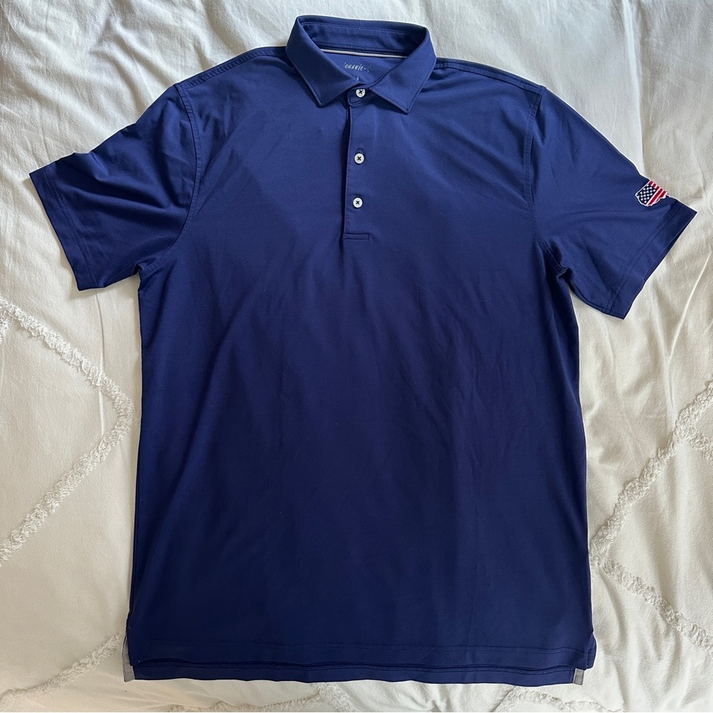 Johnny-O men’s polo shirt navy blue turtle pond club M golf performance top